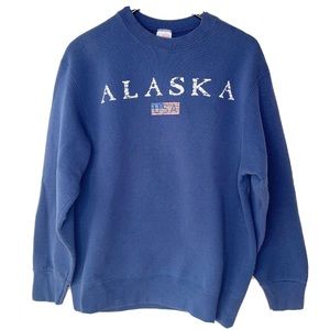 Vintage 90s Alaska USA Flag Crewneck Sweatshirt Size Medium